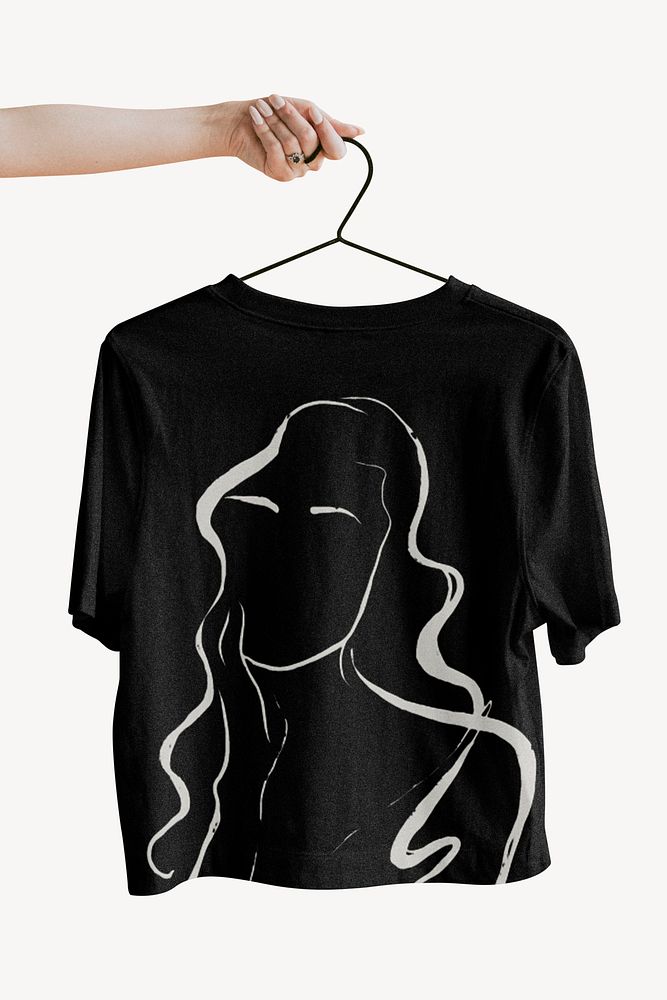 Black t-shirt mockup, editable design psd