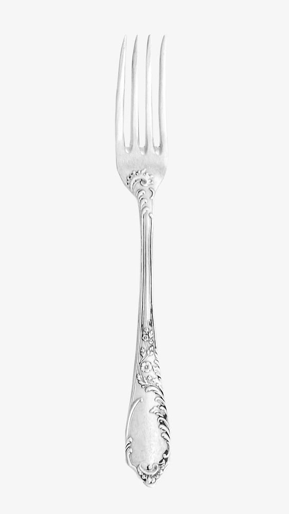 Elegant ornate silver dining fork