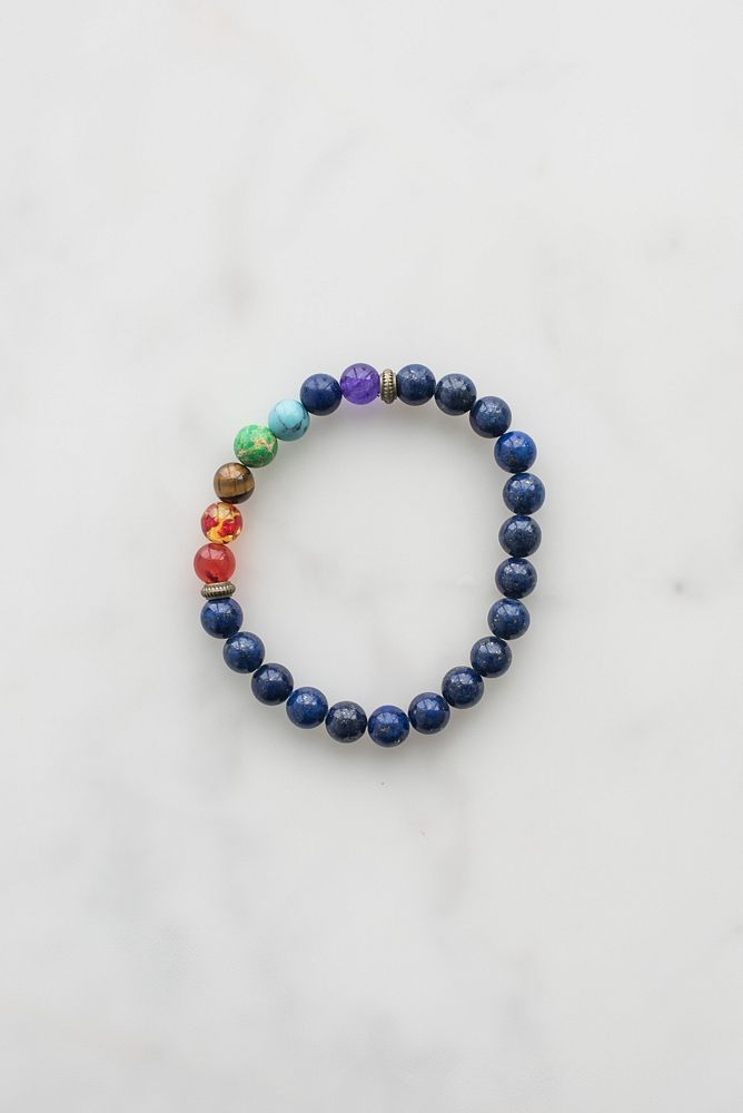 Chakra balancing bracelet with 7 chakra beads.