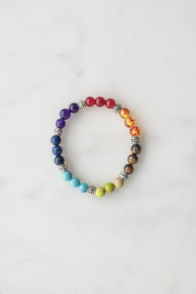 Chakra bracelet on marble beads.