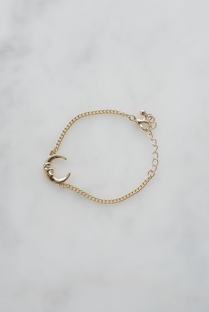 Moon gold chain friendship bracelet.