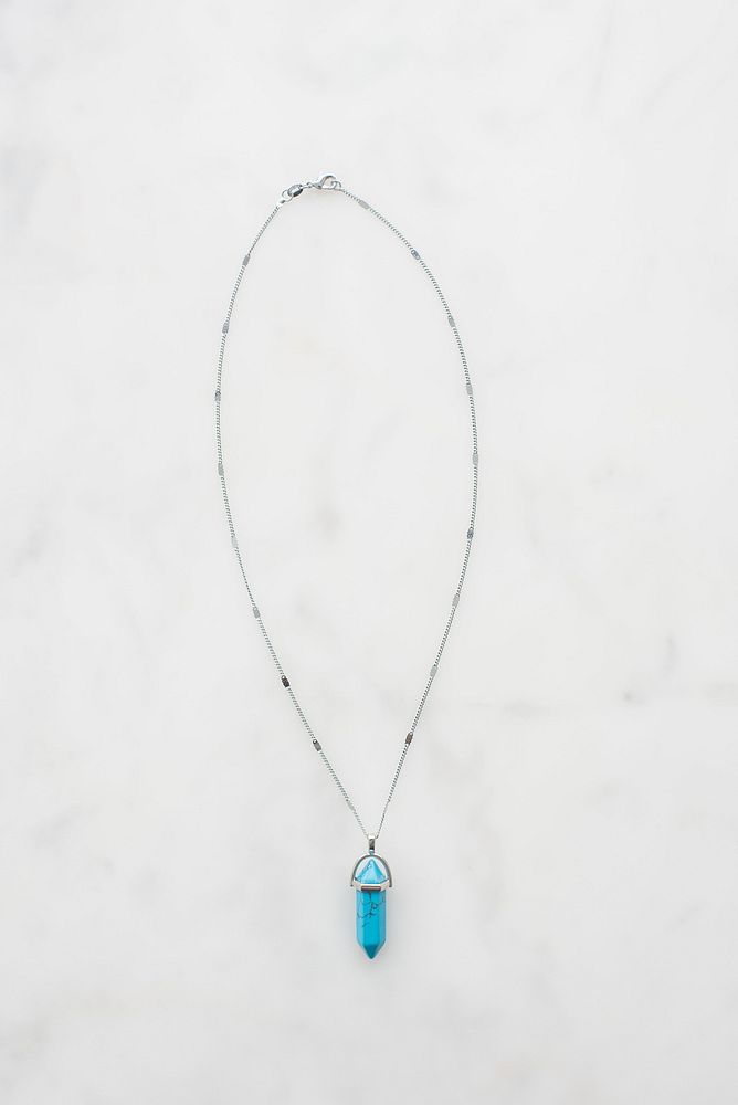 Blue gemstone pendant necklace.