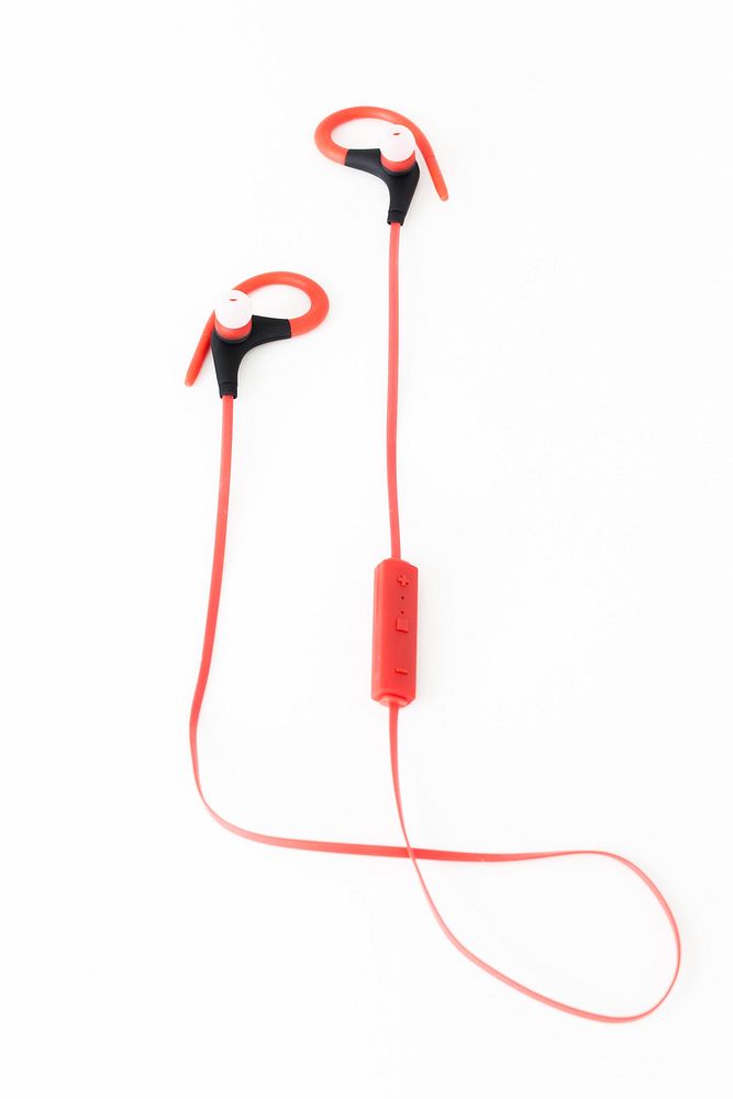 Red blue tooth ear buds.