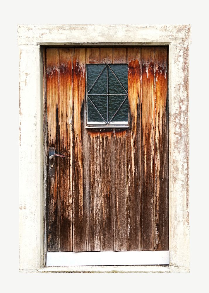 Old wooden door image, element graphic psd