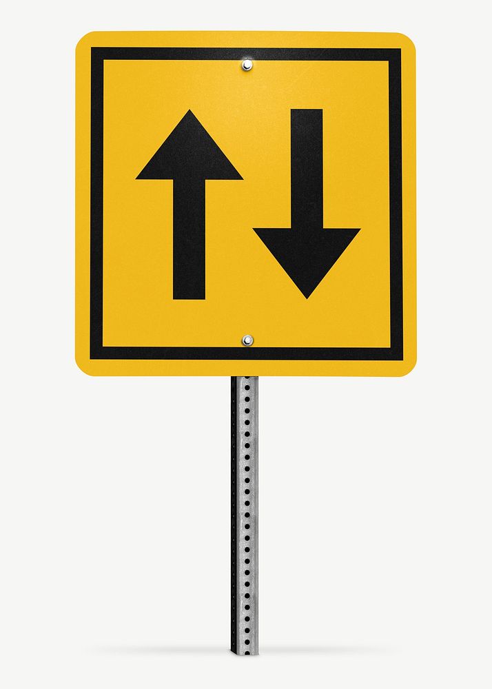 Two way traffic sign mockup, editable design psd