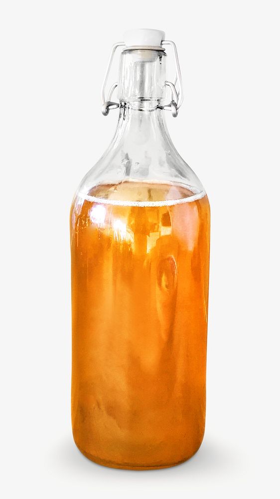 Bottled kombucha, isolated image