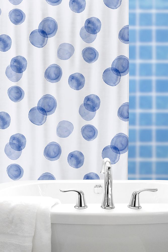 Shower curtain  mockup, editable design psd