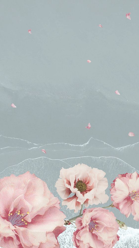 Peony flower, ocean iPhone wallpaper
