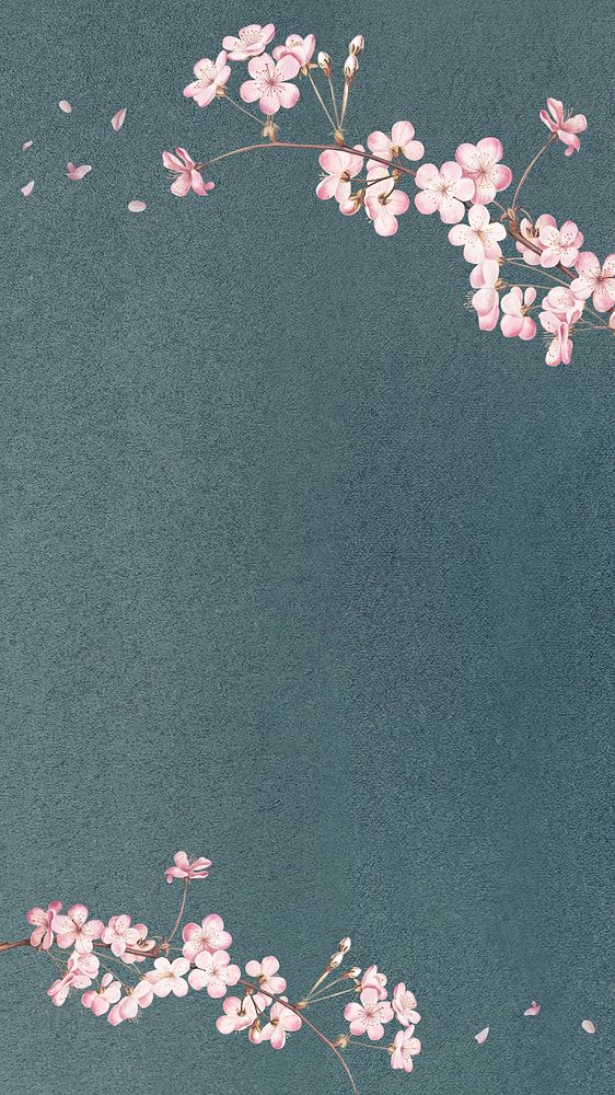 Pink flowers, green iPhone wallpaper
