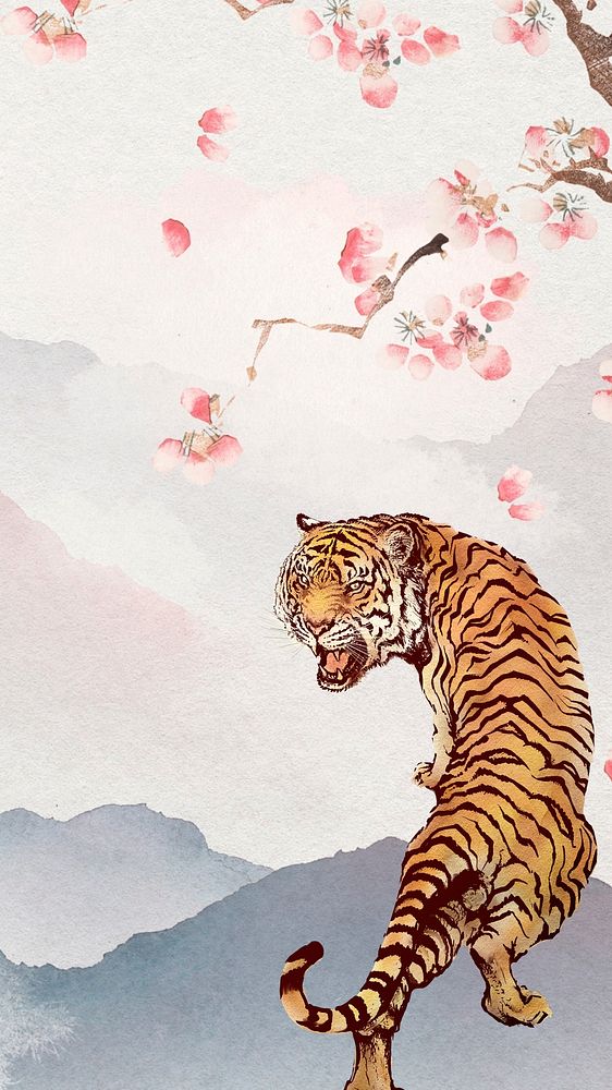 Asian illustration, flower iPhone wallpaper