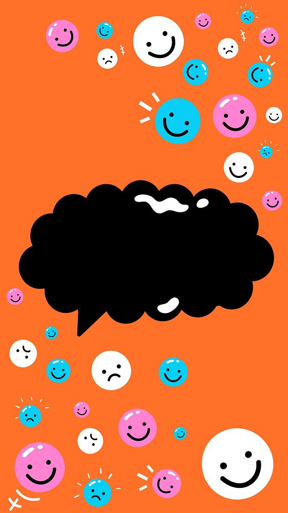 Emoticon speech bubble iPhone wallpaper, colorful design