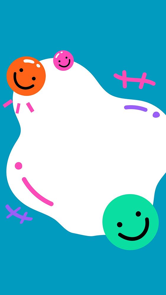 Smile emoticon frame iPhone wallpaper, colorful design