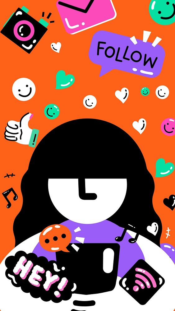 Internet lifestyle illustration iPhone wallpaper, colorful design