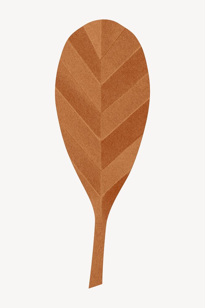 Brown alder leaf, paper craft element psd