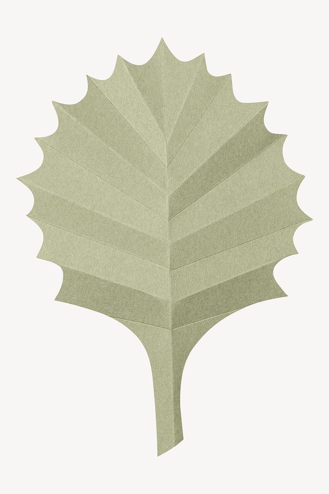 Green leaf, paper craft element psd