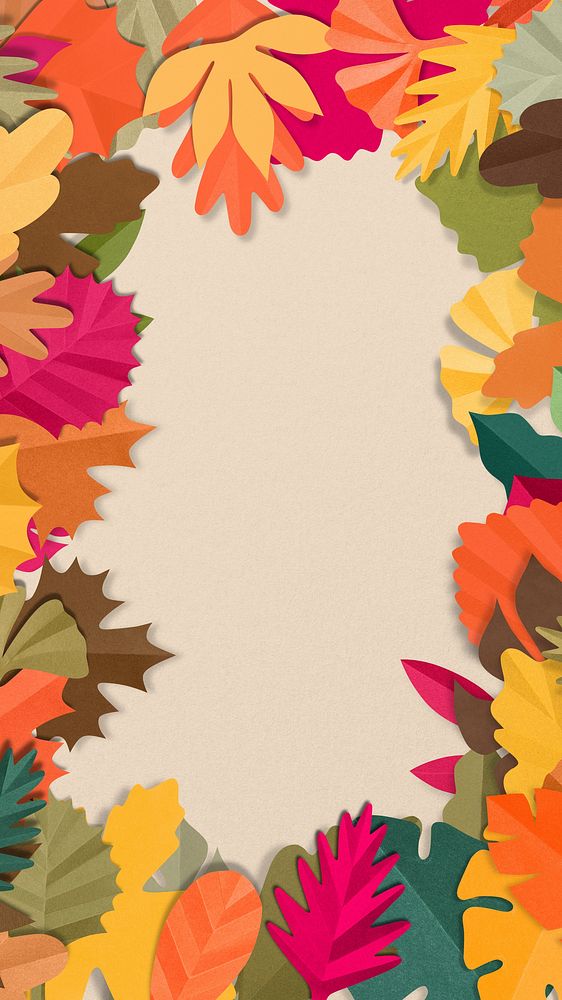 Paper leaf frame iPhone wallpaper