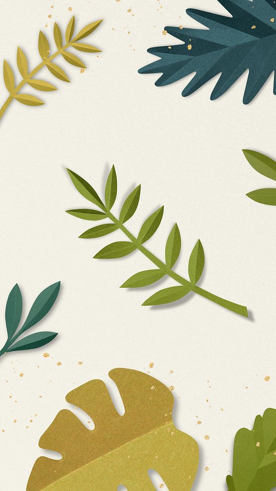 Paper craft leaf iPhone wallpaper