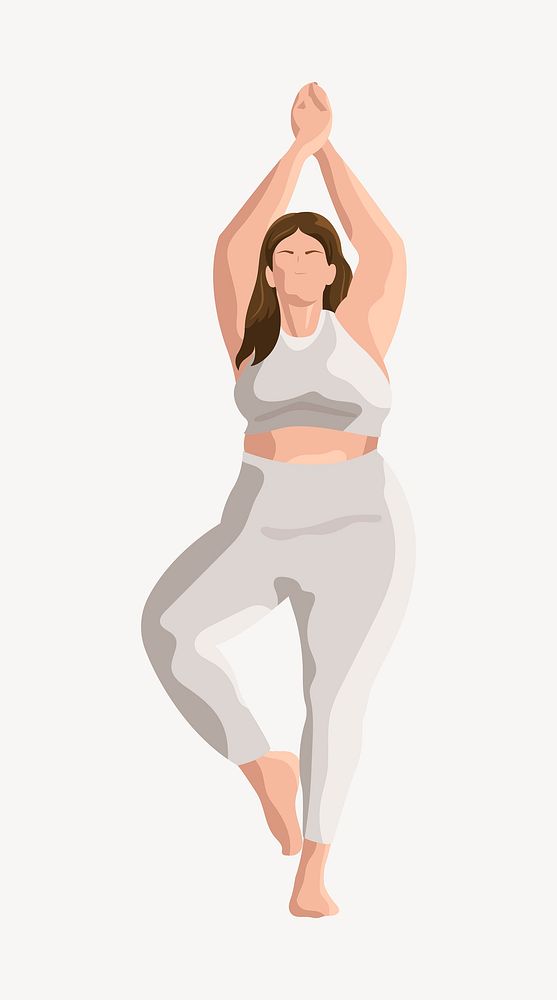 Woman yoga tree pose vector