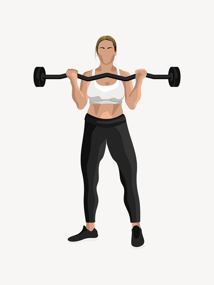 Woman weight barbell lifting vector