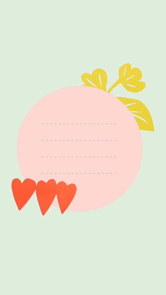 Pastel phone wallpaper, pink circle paper note on green simple background