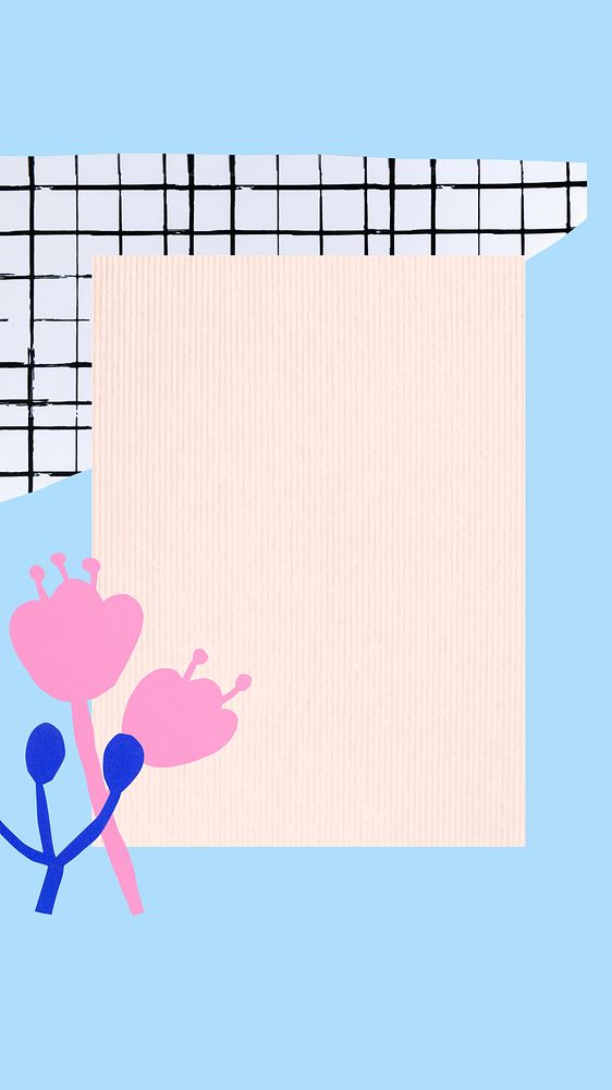 Simple phone wallpaper, pink paper on pastel blue background