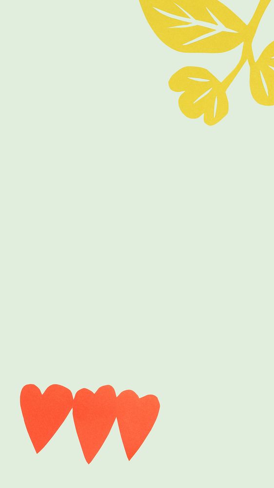 Simple mobile wallpaper, cute doodles on green paper background
