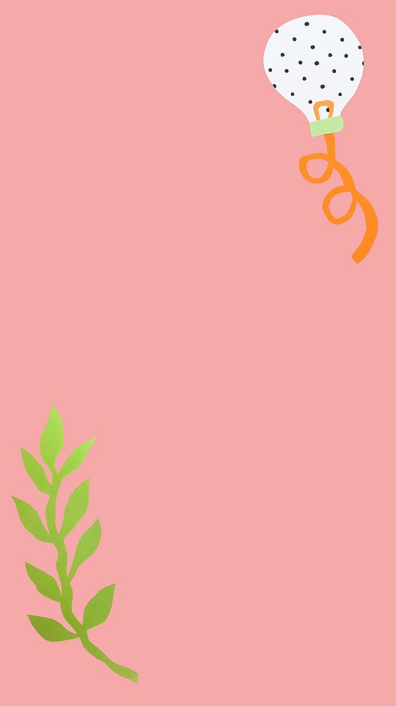 Cute mobile wallpaper, simple doodles on pink background