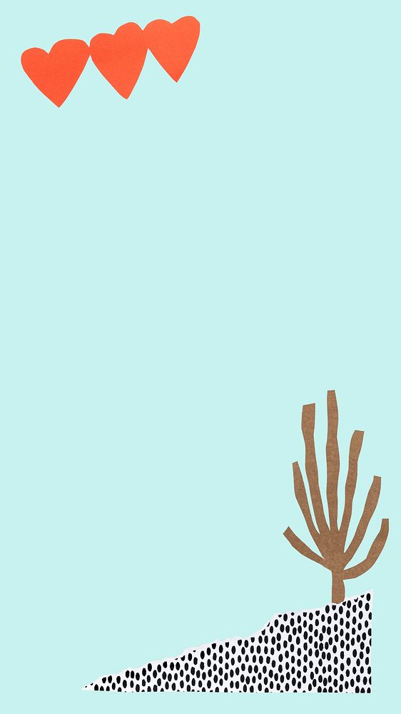 Simple mobile wallpaper, cute doodles on blue paper background