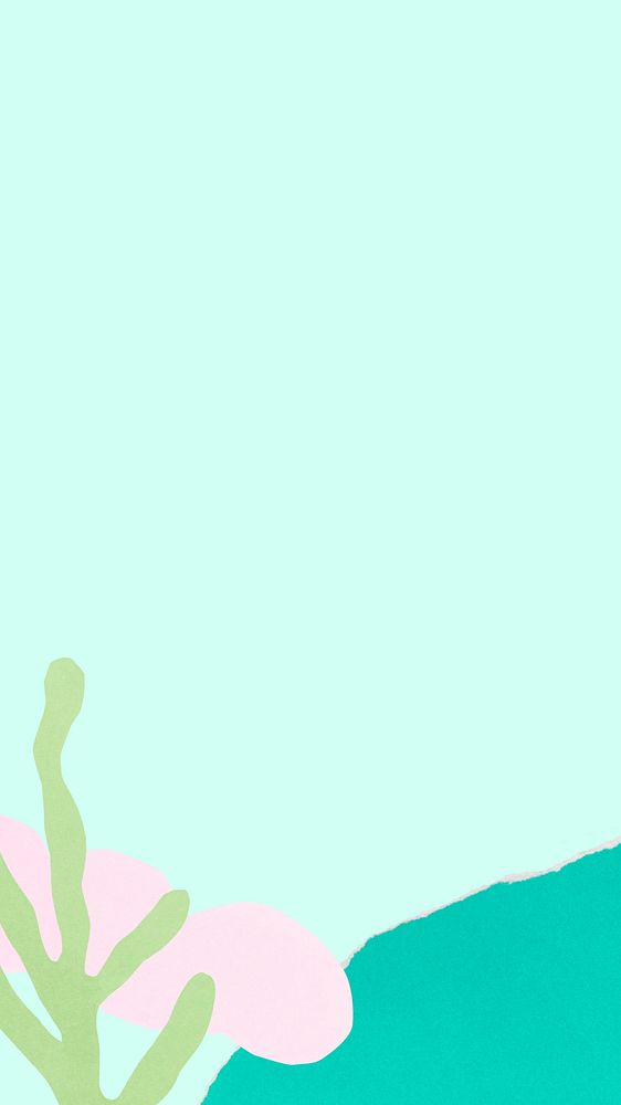 Simple mobile wallpaper, plant doodle on green paper background