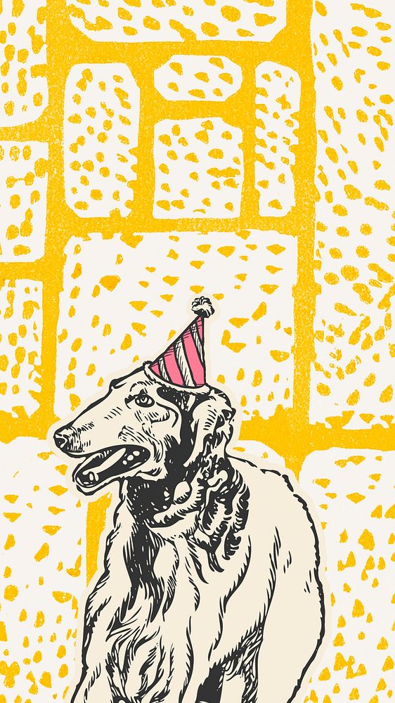 Greyhound birthday illustration iPhone wallpaper