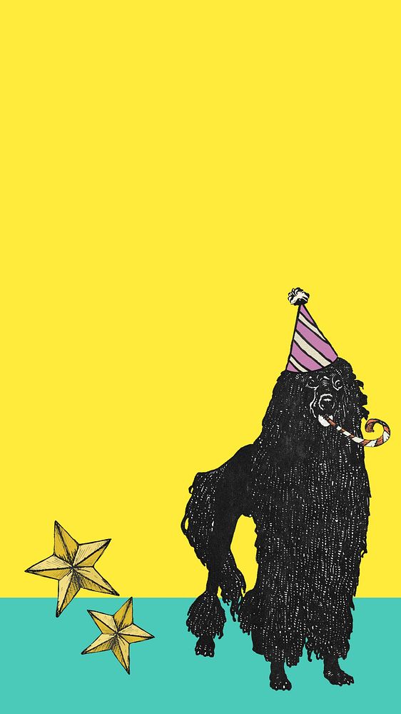 Poodle birthday, yellow iPhone wallpaper