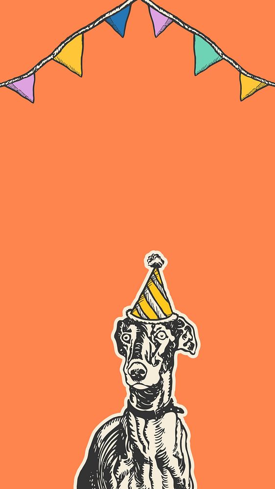 Greyhound birthday illustration iPhone wallpaper
