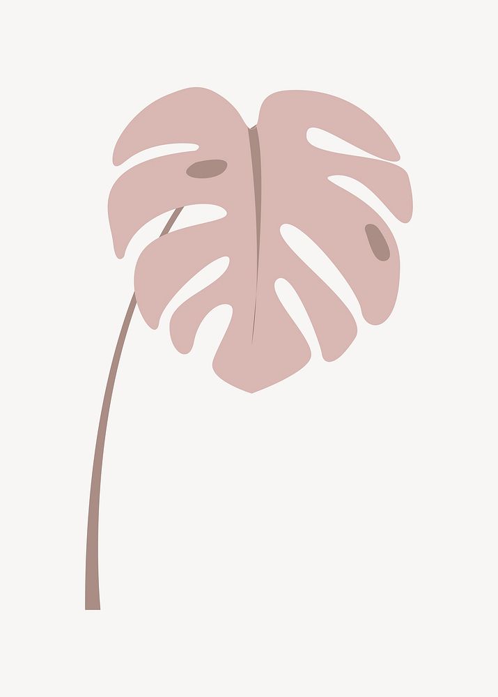 Monstera leaf vector pastel illustration