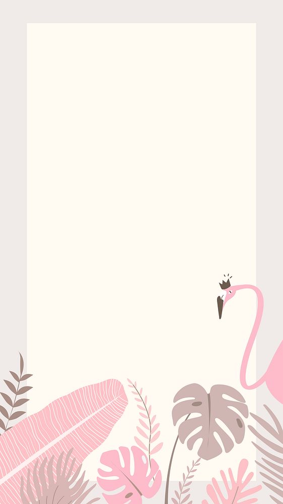 Pink flamingo frame iPhone wallpaper, beige design