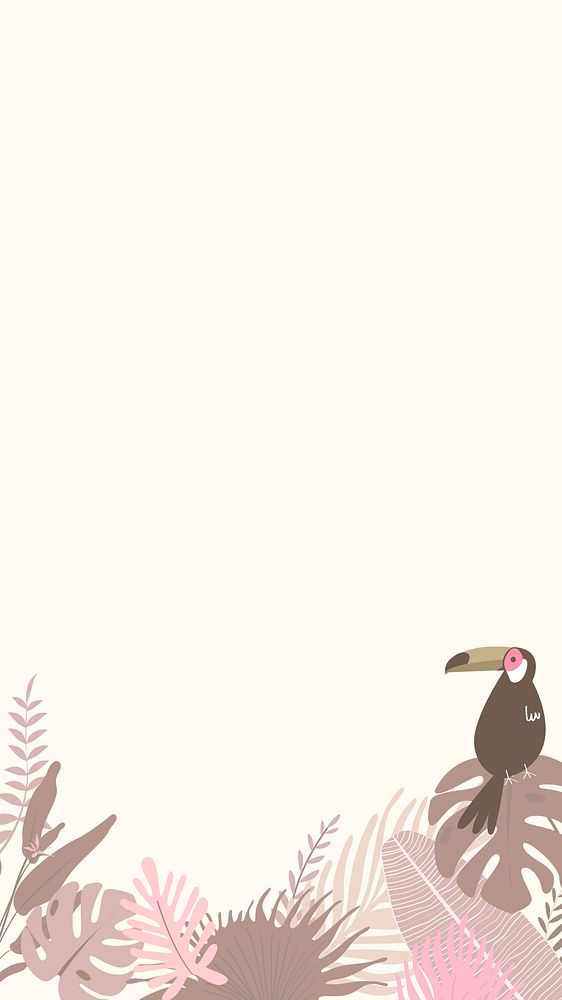 Pastel tropical toucan iPhone wallpaper, cream design