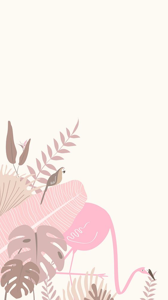 Pastel tropical bird iPhone wallpaper, beige design