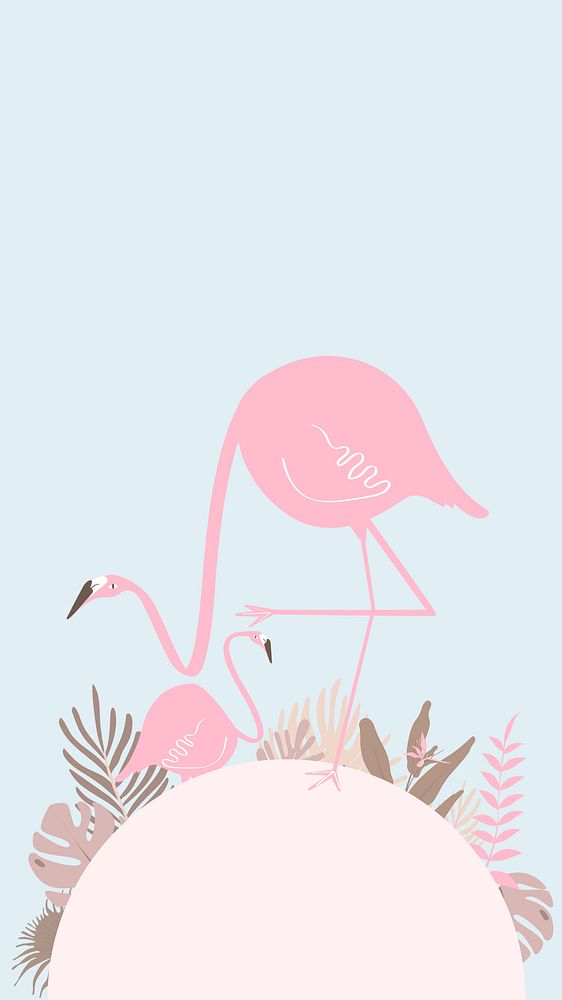 Pastel tropical flamingo iPhone wallpaper, blue design