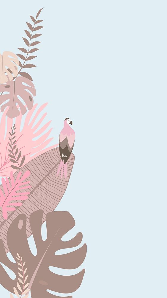Pastel tropical parrot iPhone wallpaper, blue design