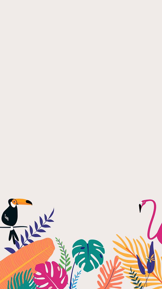 Colorful tropical bird iPhone wallpaper, beige design