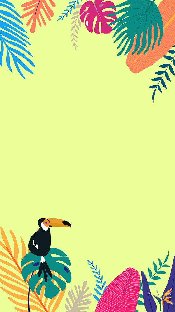Colorful tropical bird iPhone wallpaper, green design
