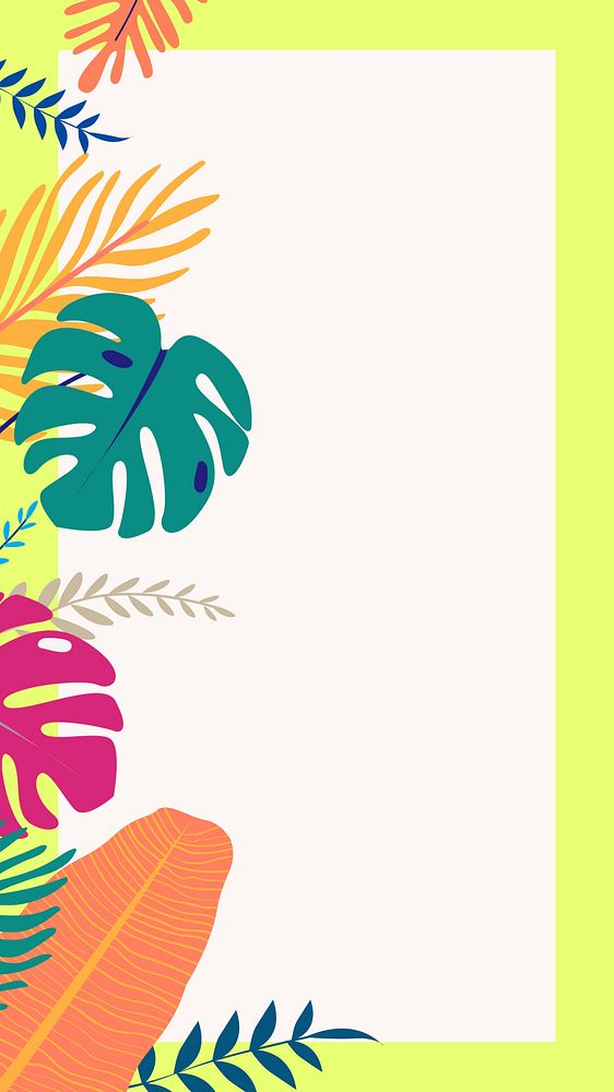 Tropical summer frame iPhone wallpaper, green design