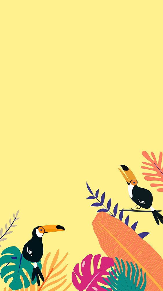 Colorful tropical bird iPhone wallpaper, yellow design