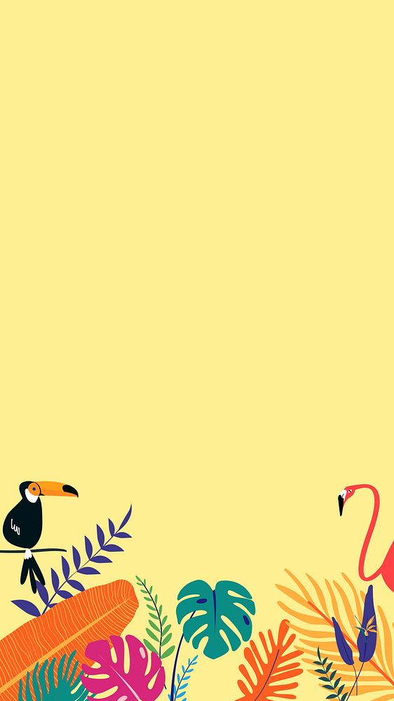 Colorful tropical bird iPhone wallpaper, yellow design
