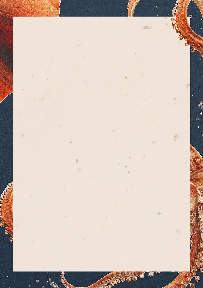 Sea octopus frame background, beige textured design