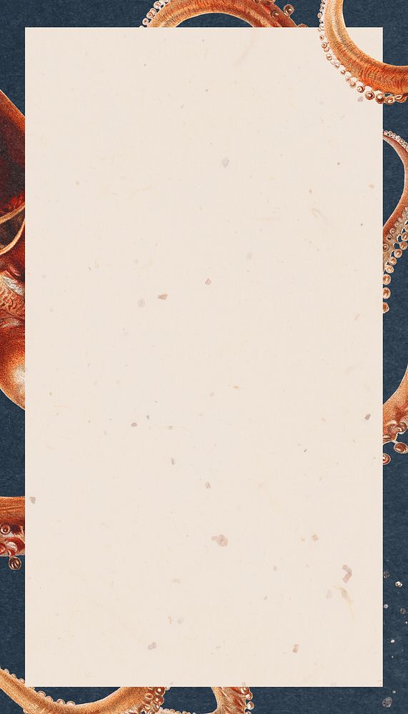 Sea octopus frame phone wallpaper, beige textured background
