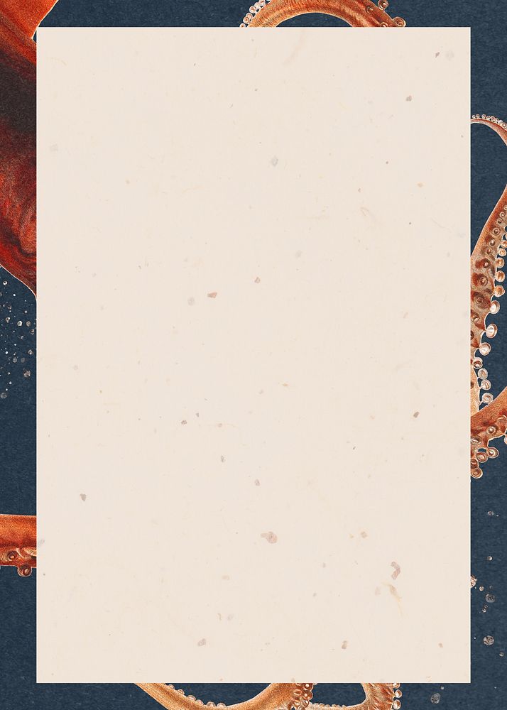 Sea octopus frame background, beige textured design