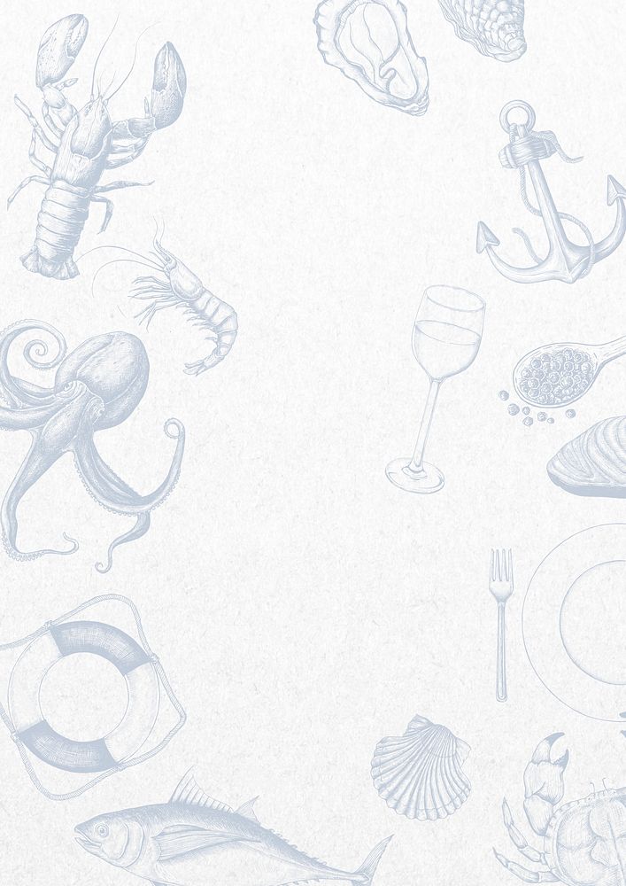 Vintage seafood background, animal illustration
