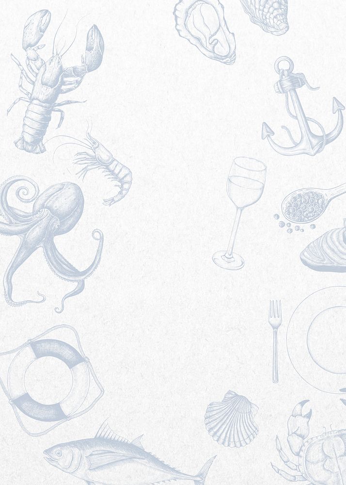 Vintage seafood background, animal illustration