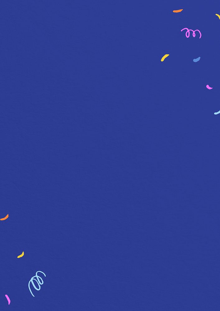 Dark blue background, party confetti border