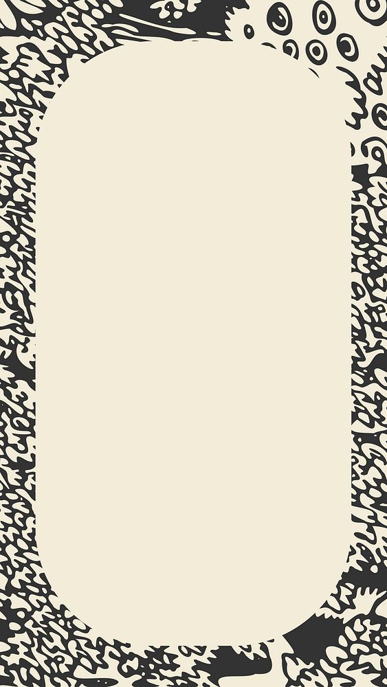 Forest linocut frame iPhone wallpaper, beige design